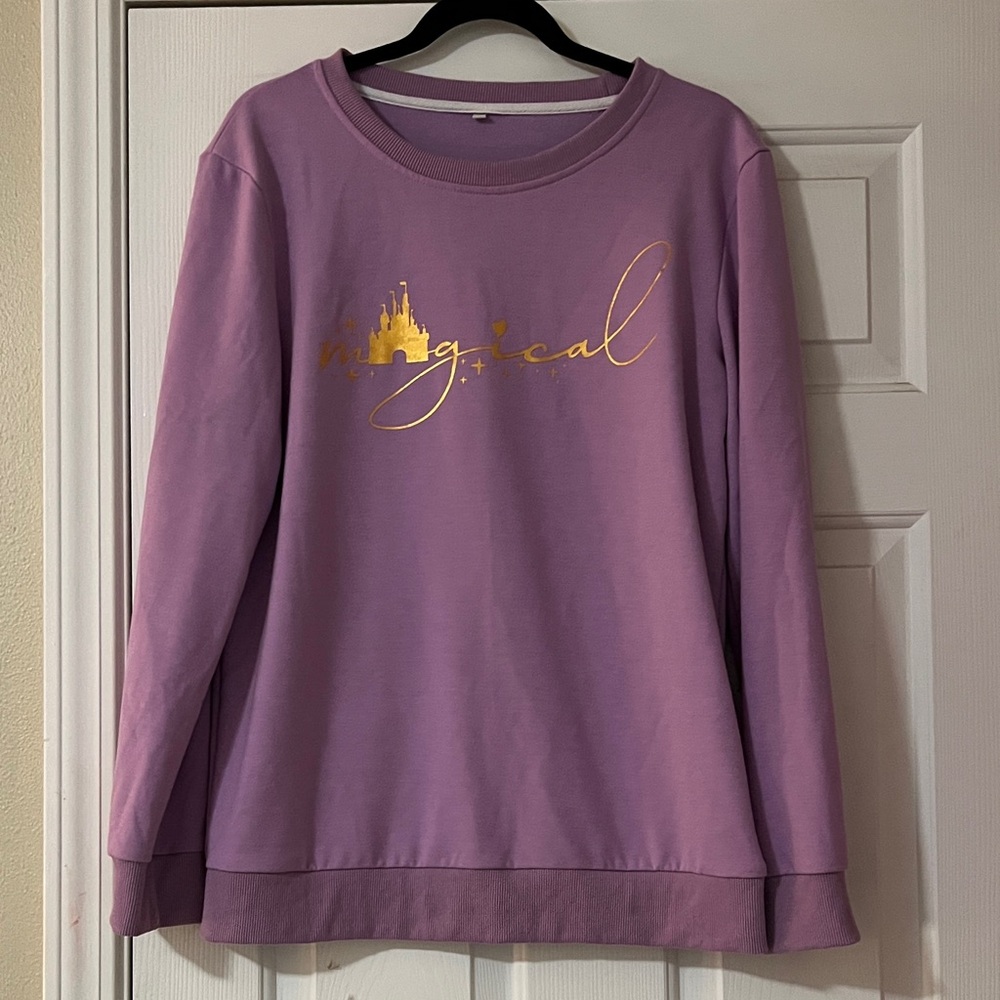 Magical Lavender Crew Neck Sweater with Gold Accents